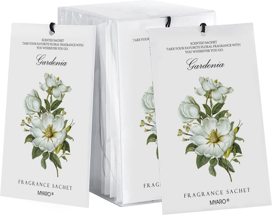 MYARO Scented Sachet House Air Freshener - 12 Pack Long Lasting Gardenia Fragrance Deodorizer for