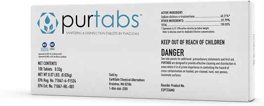 334mg Sanitizer Tablets, NSF D2 Certified, Food Safe, 99.9% Virus & Bacteria Kill, Hypochlorous
