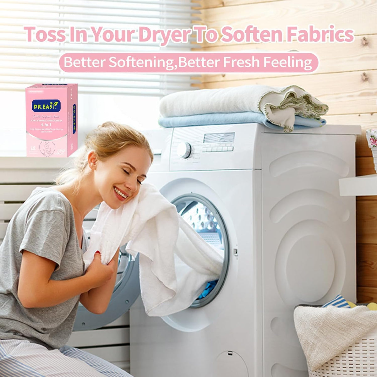 DR.EASY Dryer Sheets Plant Based Formula 252 Ct Super Caring,Softener sheets for Laundry Unscented