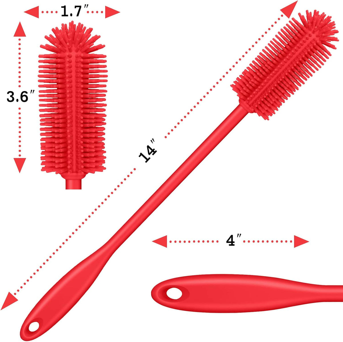 Silicone Bottle Brush, Water Bottle Cleaner Brush with Long Handle, Perfect for Cleaning Narrow