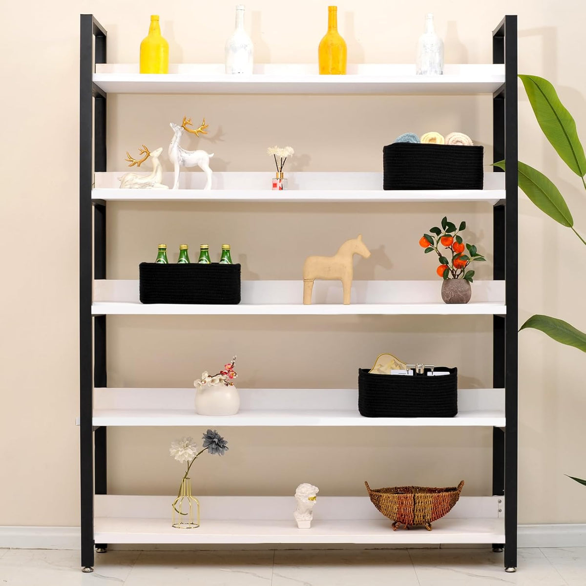Small Black Baskets for Organizing, Storage Baskets for Shelves, Small Woven Cotton Rope Basket for