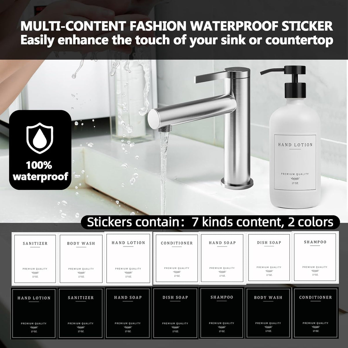 Kitchen Soap Dispenser - Hand and Dish Soap Dispenser Set, Bathroom Glass Soap and Lotion Dispenser