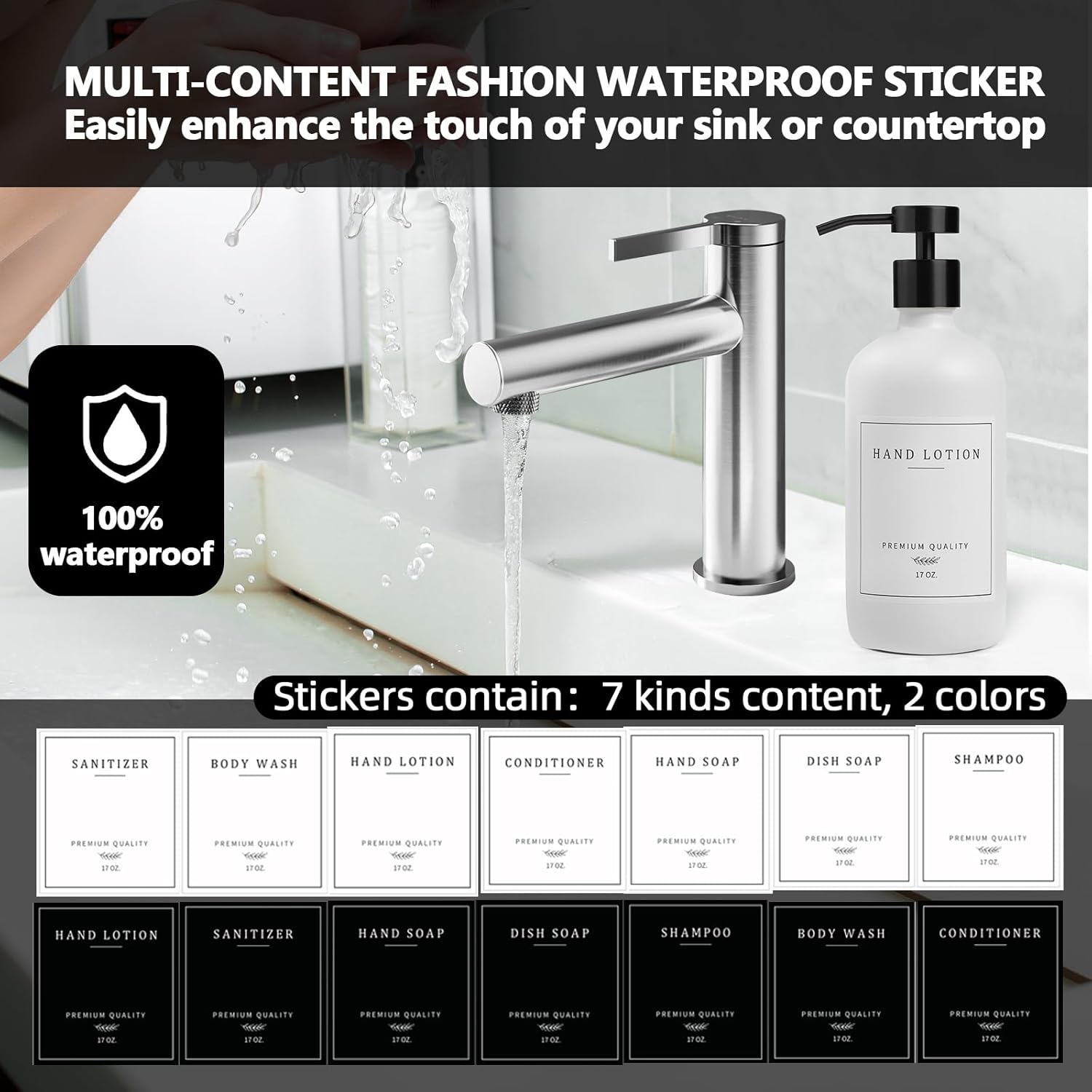 Kitchen Soap Dispenser - Hand and Dish Soap Dispenser Set, Bathroom Glass Soap and Lotion Dispenser