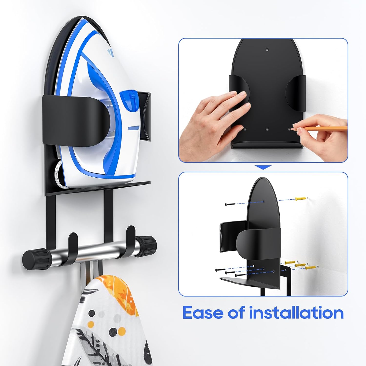 ORLESS Metal Large Ironing Board Holder Wall Mount, Ironing Board Hanger, Iron Board Holder, Iron