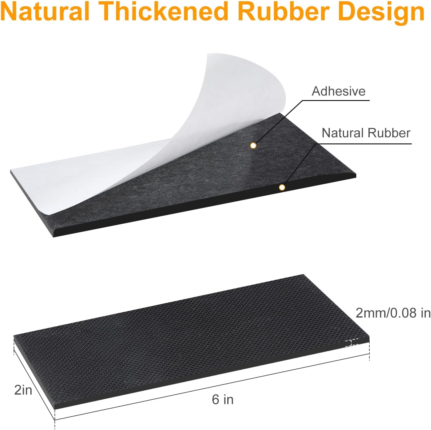 CHUNZEXI Non Slip Furniture Pads 6 PCS 6" x 2", Self Adhesive Rubber Grippers for Furniture Legs