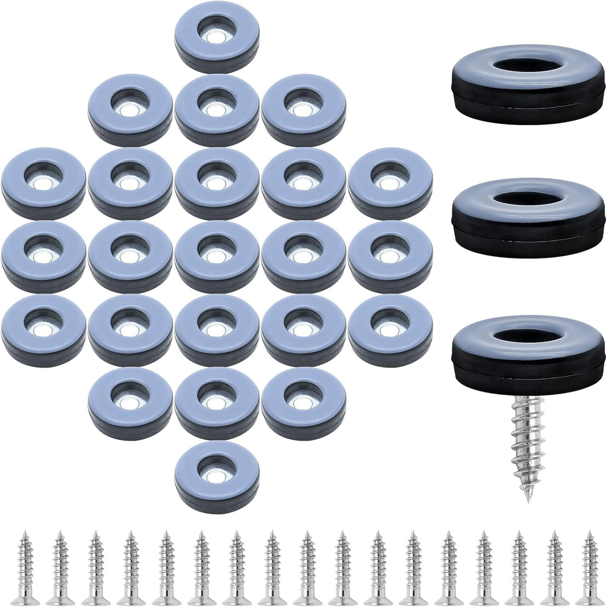 24pcs 1" (25mm) Screw on Furniture Sliders, Teflon Chair Leg Slides, Round Furniture Glides with