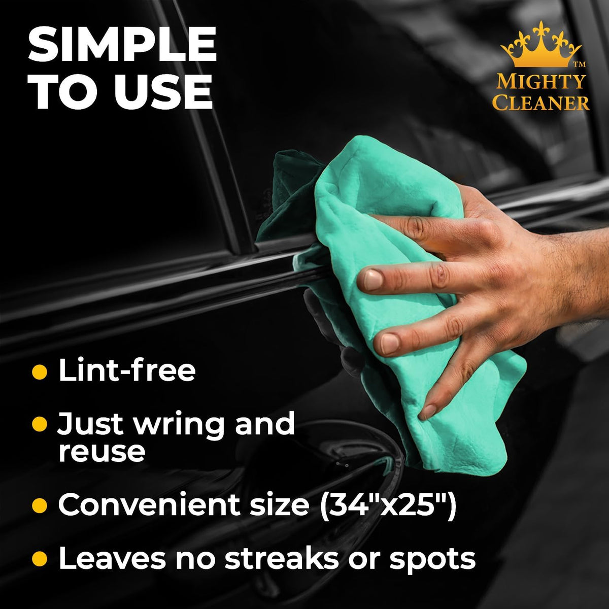 Premium XL Shammy Towel for Car - 2pk (34”x25”) - Super Absorbent Chamois Cloth - Spots &