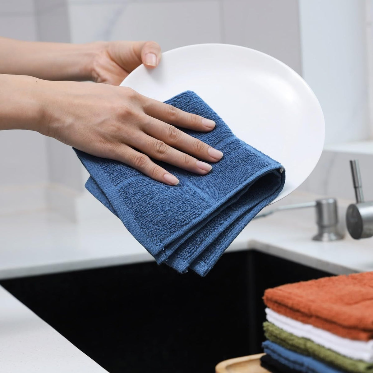 Glynniss Dishcloths Kitchen Highly Absorbent Dish Rags 100% Cotton Dish Cloths for Washing Dishes
