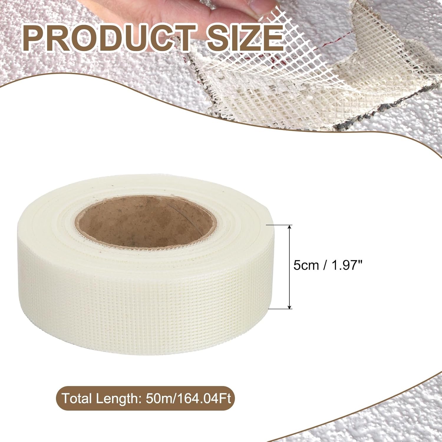 PATIKIL Drywall Repair Mesh Tape, 2 inch x 164 ft Fiberglass Repair Patch Self-Adhesive Dry Wall