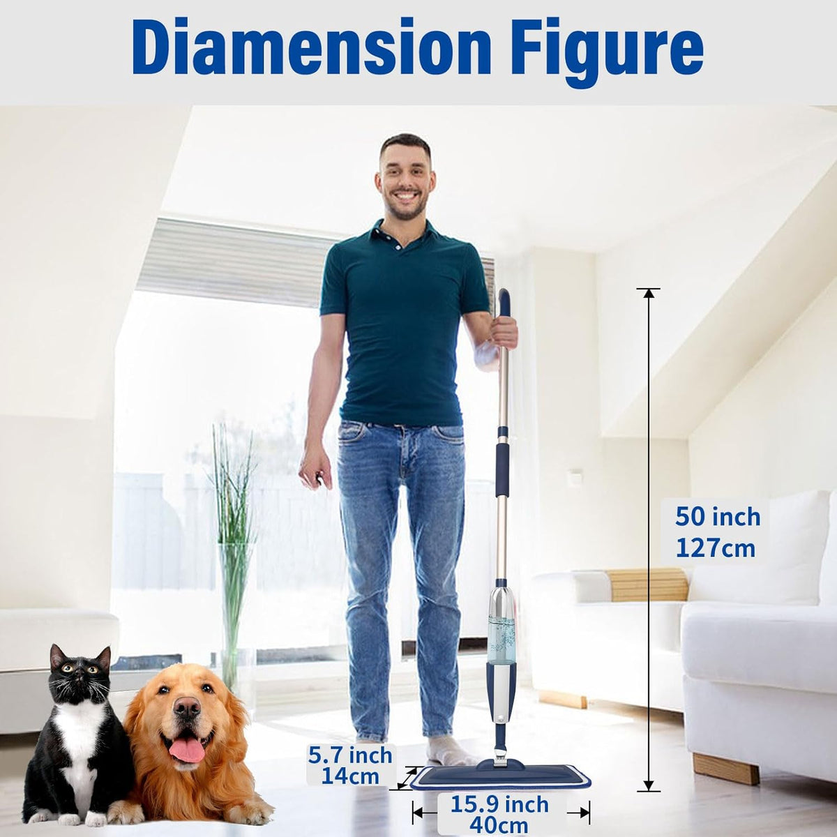 Spray Mops for Floor Cleaning Floor Mop with a Refillable Spray Bottle and 3 Washable Microfiber