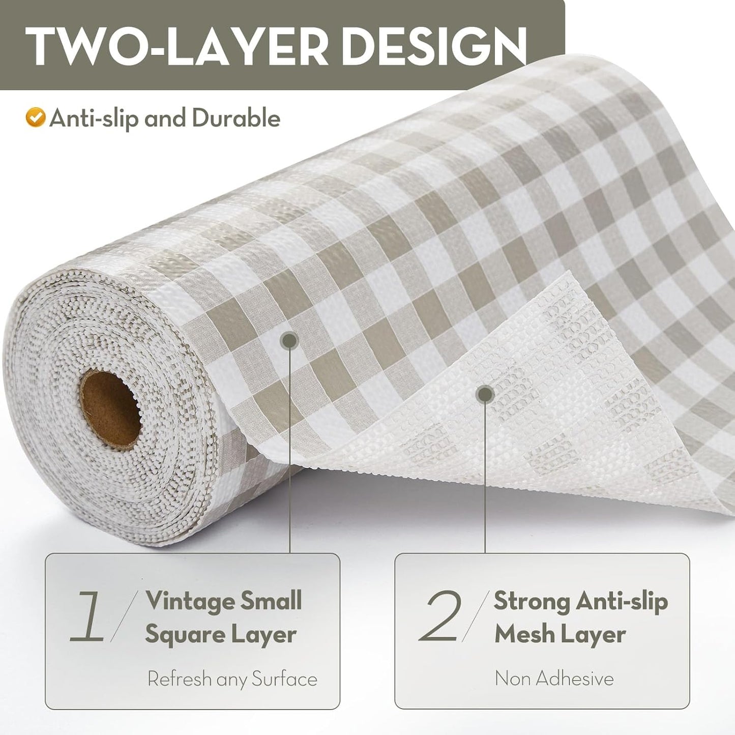 Drawer Shelf Liner for Kitchen Cabinet Liner Non-Adhesive Non-Slip Shelf Thick Strong Grip