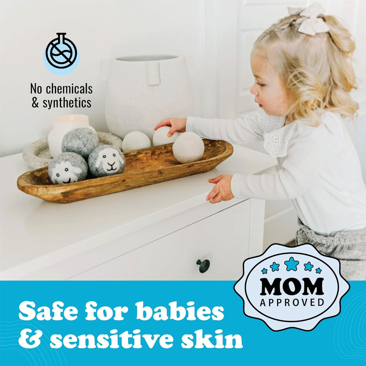 Smart Sheep Wool Dryer Balls - 6-Pack - XL Premium Natural Fabric Softener Award-Winning - Wool