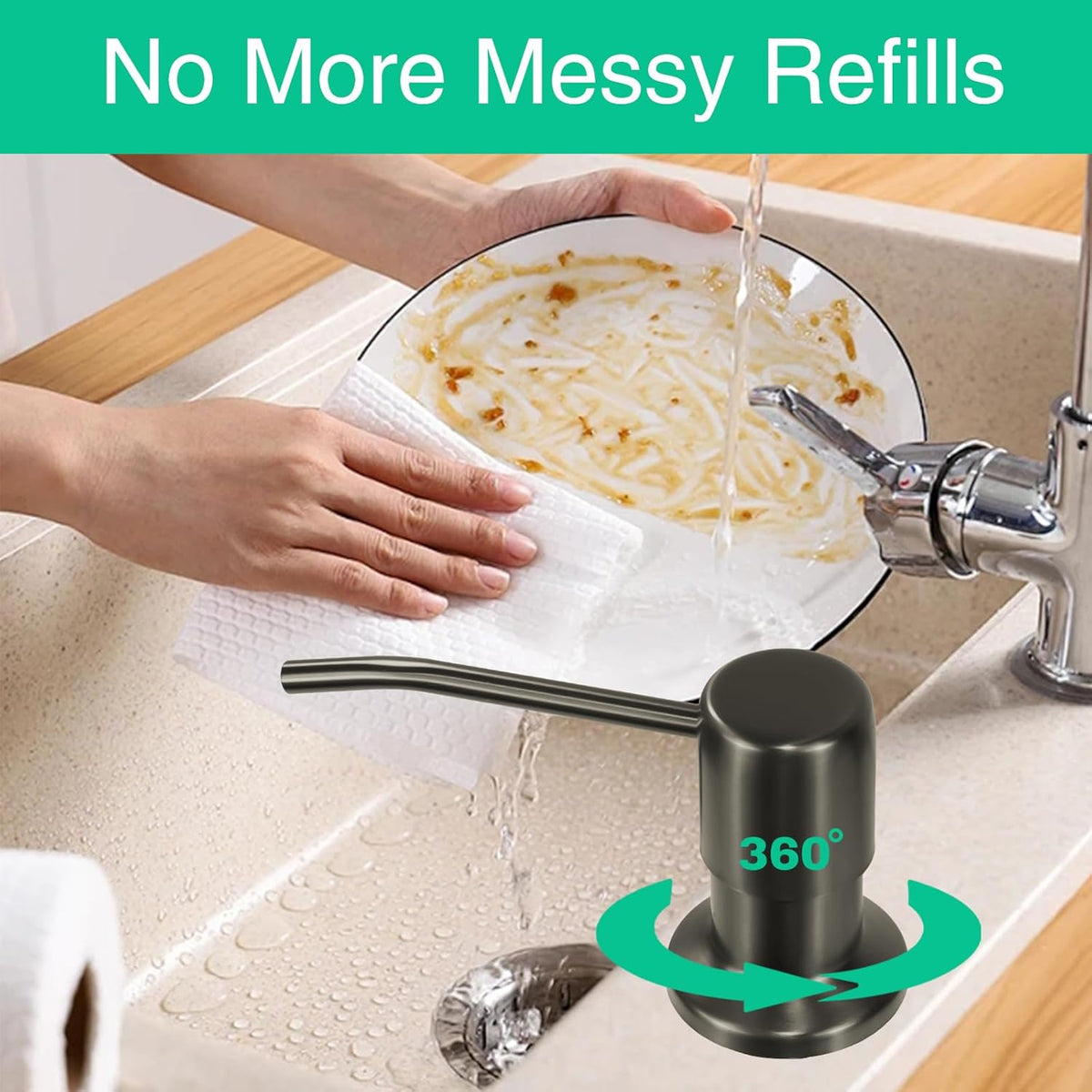Soap Dispenser for Kitchen Sink, Built in Sink Soap Dispenser, Countertop Soap Dispenser Pump with