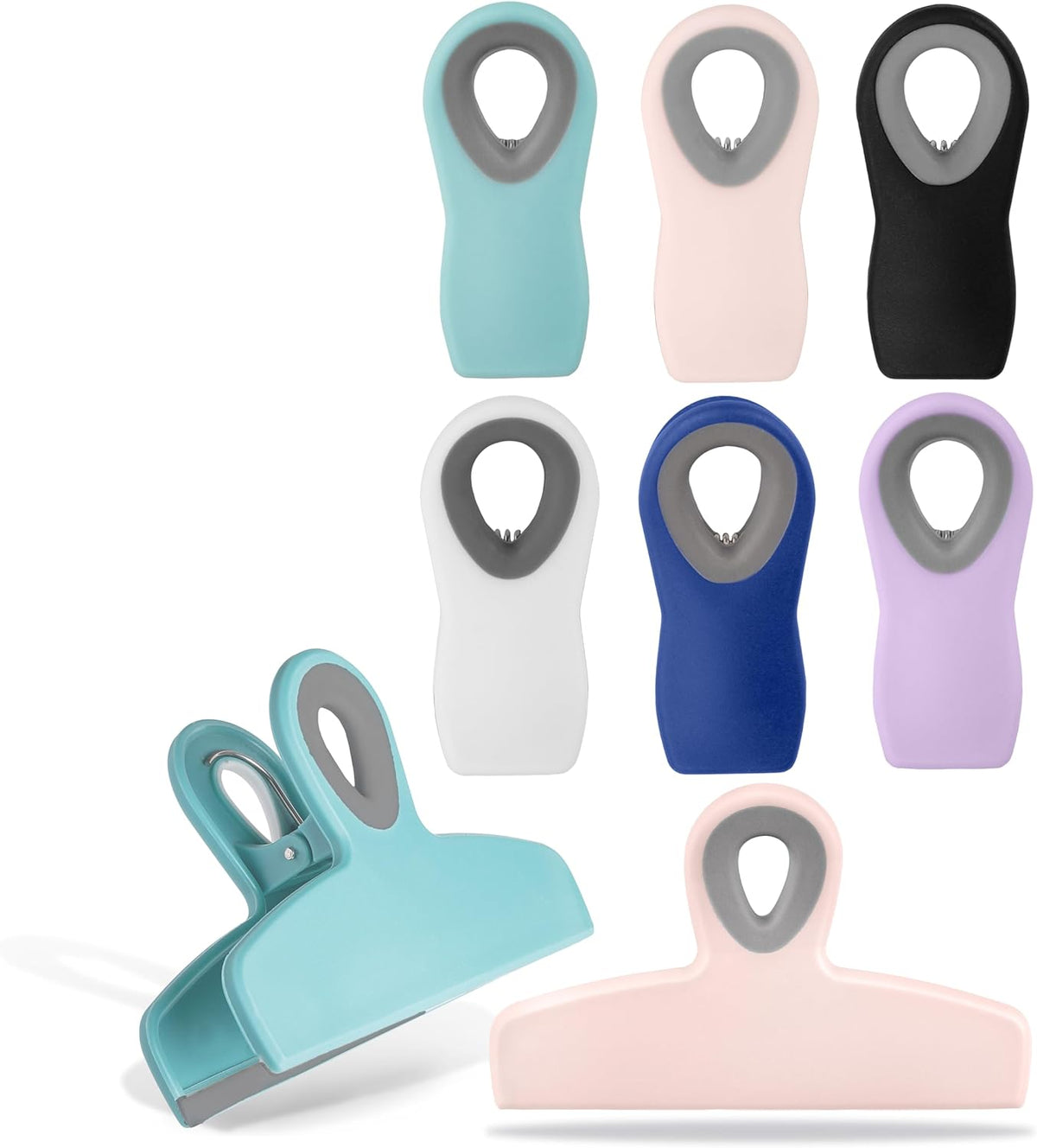 COOK WITH COLOR Bag Clips - Heavy Duty Chip Clip and Refrigerator Magnet Clips for Food Storage