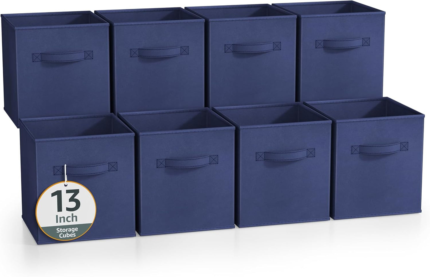 Sorbus 13 Inch Storage Bins - Sturdy Collapsible Fabric Storage Cubes with Handle - 8 Foldable