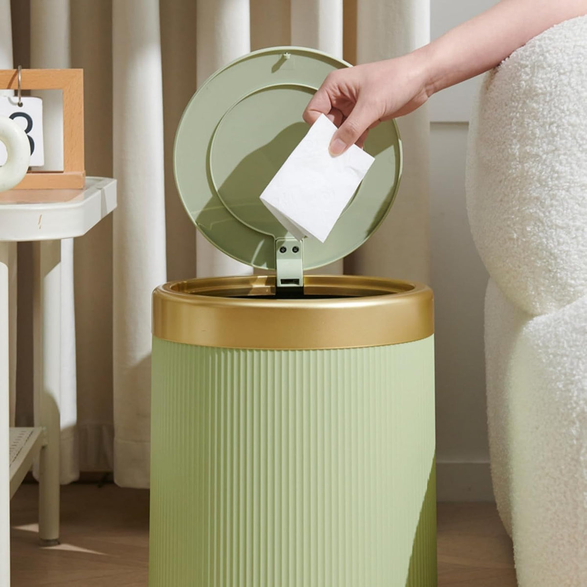 URALFA 3.7 Gallon Automatic Motion Sensor Bathroom Trash Can with Lid, 14 Liter Touchless Trash