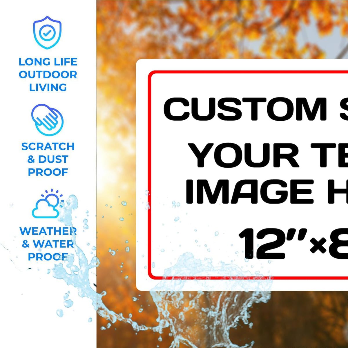 Personalized Aluminum Weatherproof Metal Sign - Multiple Sizes, Custom Text & Picture, Hazard
