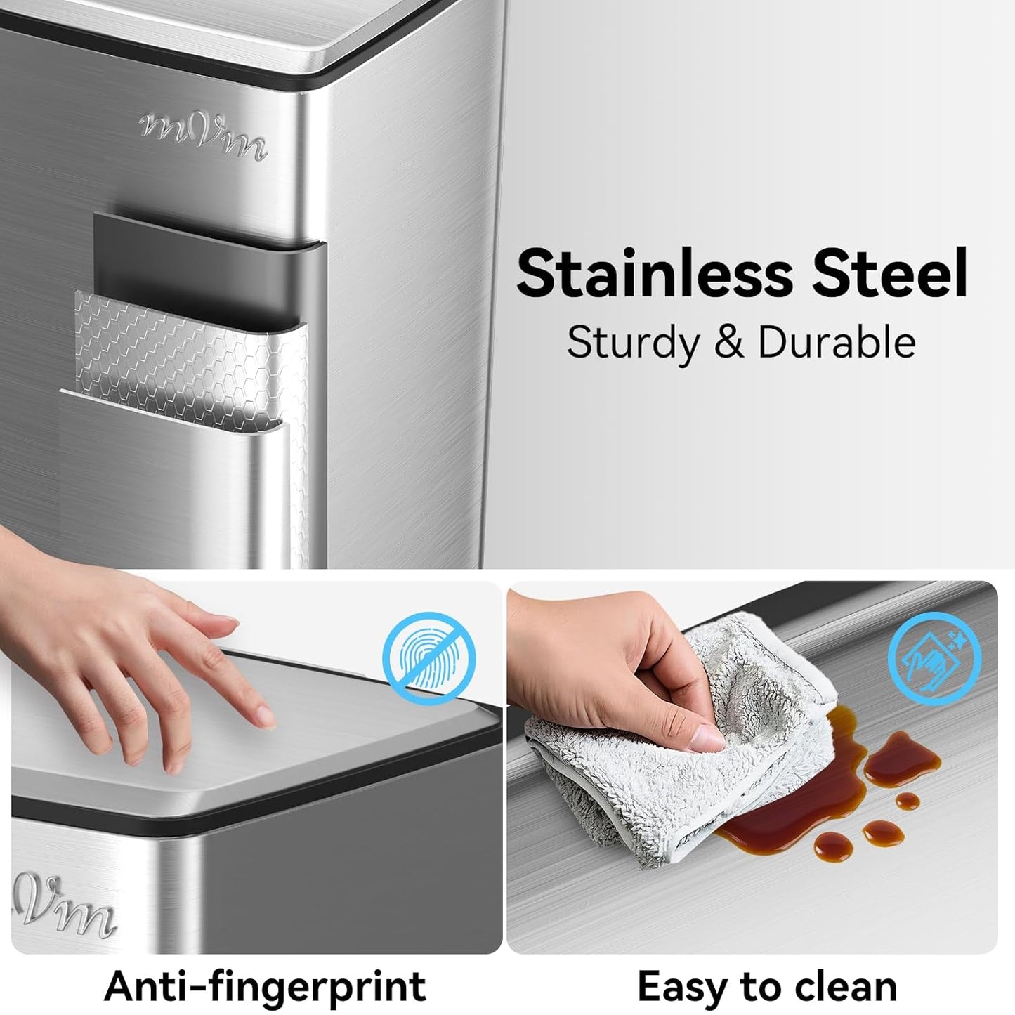 mVm 10.6 Gallon Kitchen Step Trash Can, Soft-Close and Foldable Foot Pedal Heavy Duty Bin for