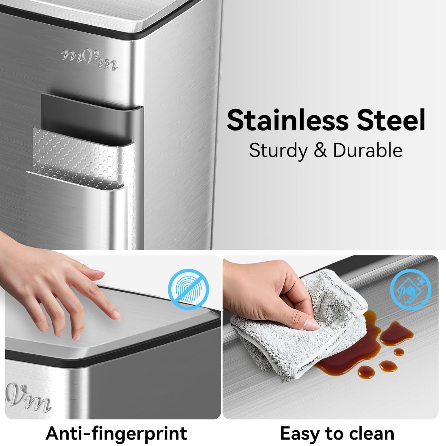 mVm 10.6 Gallon Kitchen Step Trash Can, Soft-Close and Foldable Foot Pedal Heavy Duty Bin for