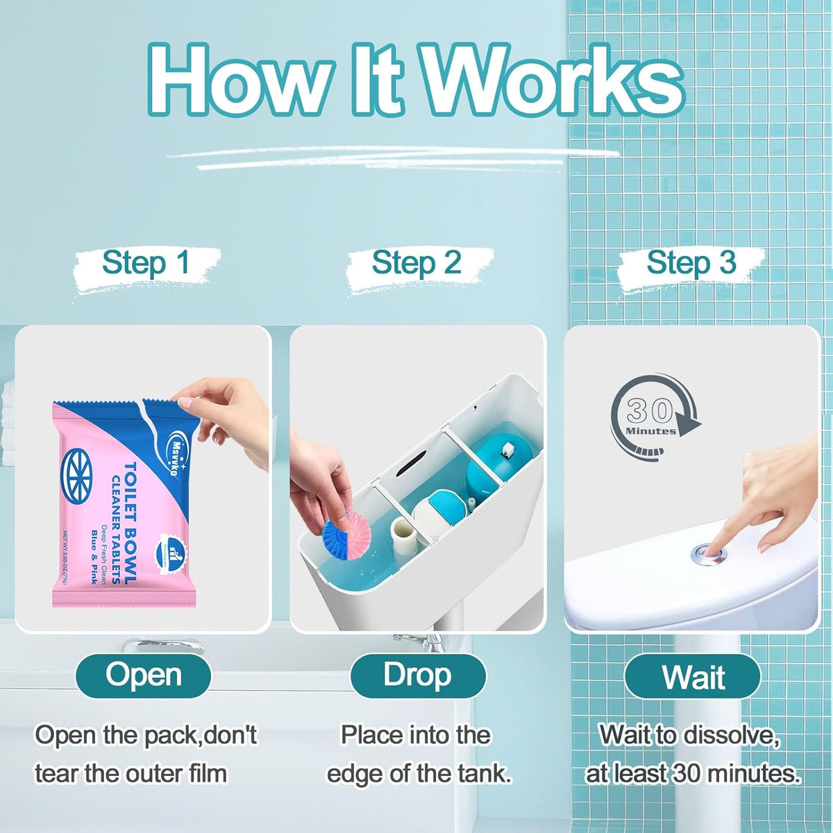 Toilet Bowl Cleaner Tablets 40 Packs, Two Colors Toilet Bowl Cleaners with Sustained-Release