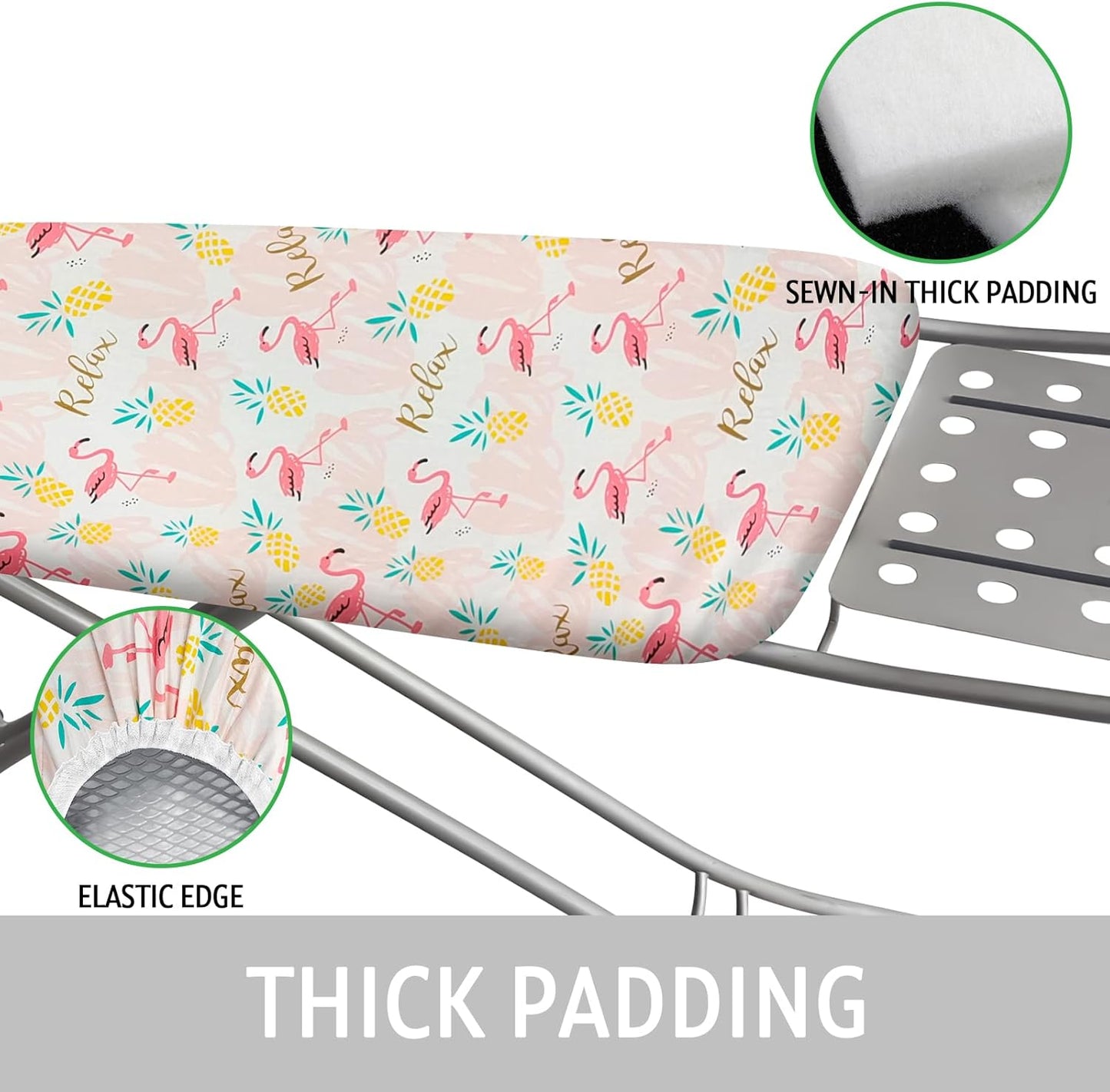 Ironing Board Cover and Pad 15x54 Inch Standard Ironing Board Cover with Elastic Edge and Hook and