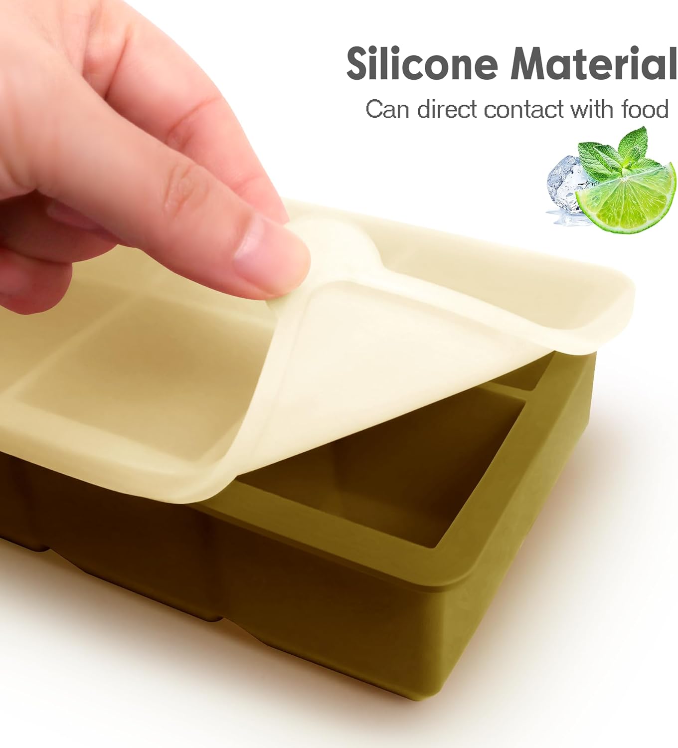 Silicone Ice Cube Trays with Lids,Large Square Ice Cube Molds for Freezer, Whiskey, Cocktail