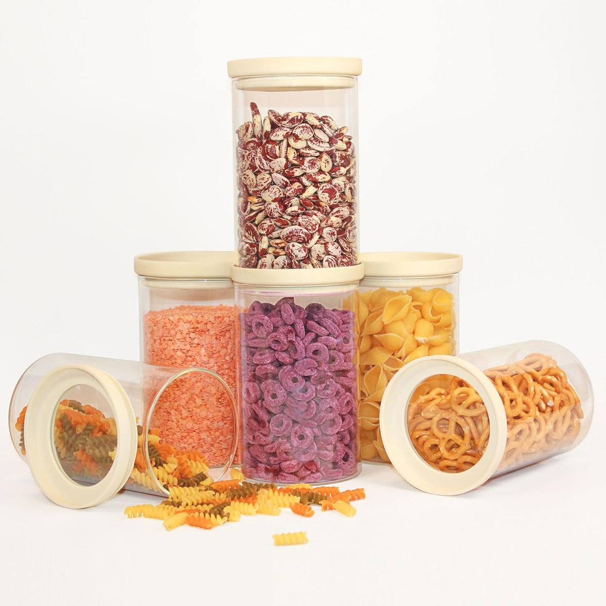 Urban Green Glass Food Storage Jar with Glass Lid, Food Canister Set with Airtight Lids, Pantry Jar
