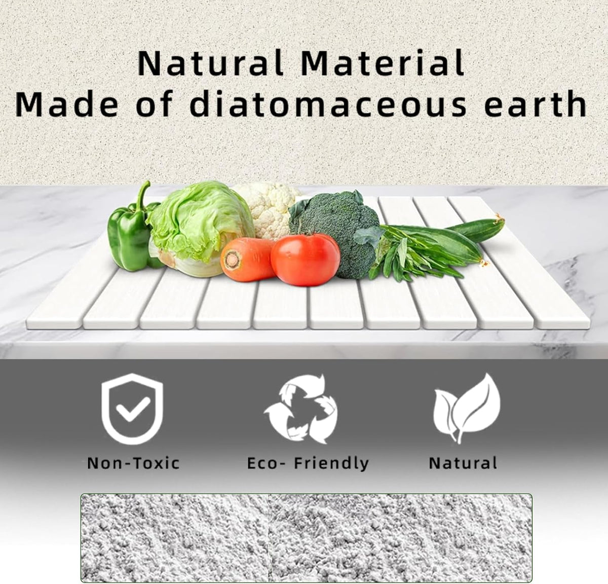 Stone Drying Mat for Kitchen Counter, Collapsible Dish Drying Mat, Fast Drying Diatomaceous Earth
