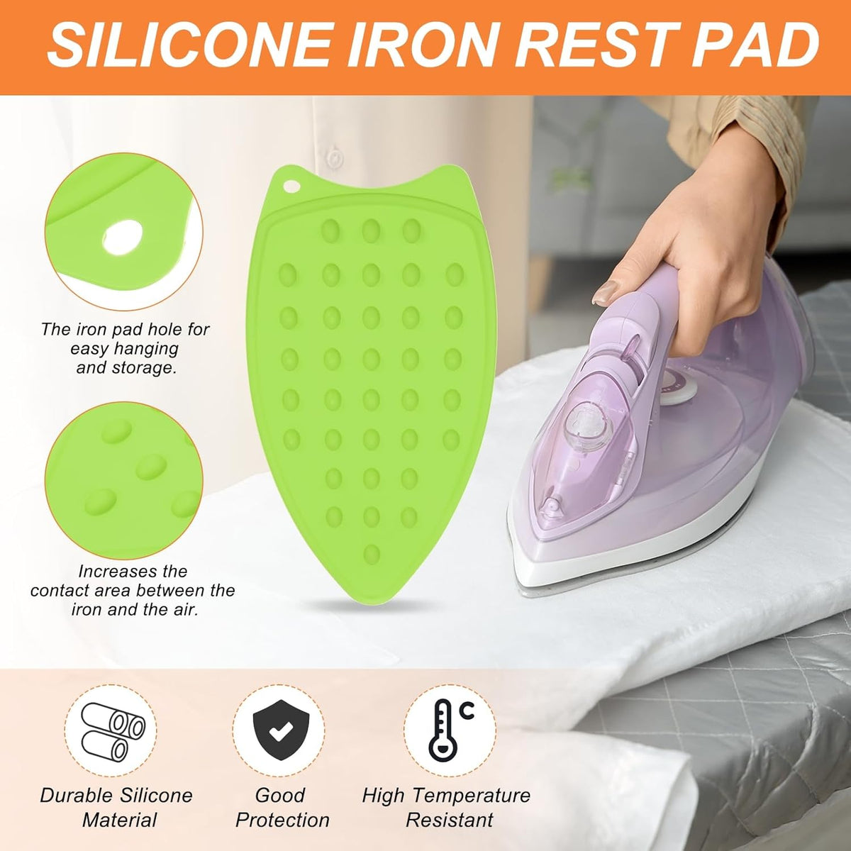 PATIKIL Silicone Iron Rest Pad, 2 Pcs Multipurpose Hot Heat Resistant Iron Rest Plate Protective
