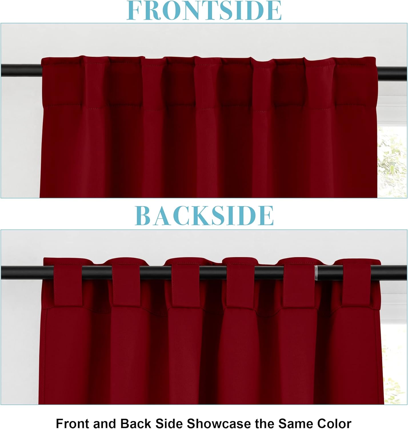 RYB HOME Cafe Window Curtains - Heavy Duty Solid Drapes with Back Tab Top, Thermal Insulated Panels