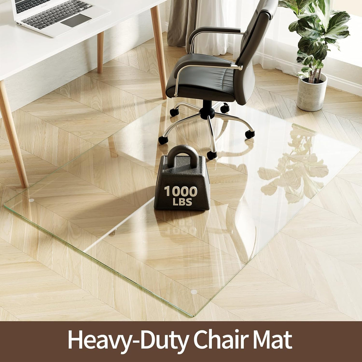 Koonmi Tempered Glass Chair Mat 50"x65" - Premium Office Chair Mat for Hardwood Floors & Low-Pile