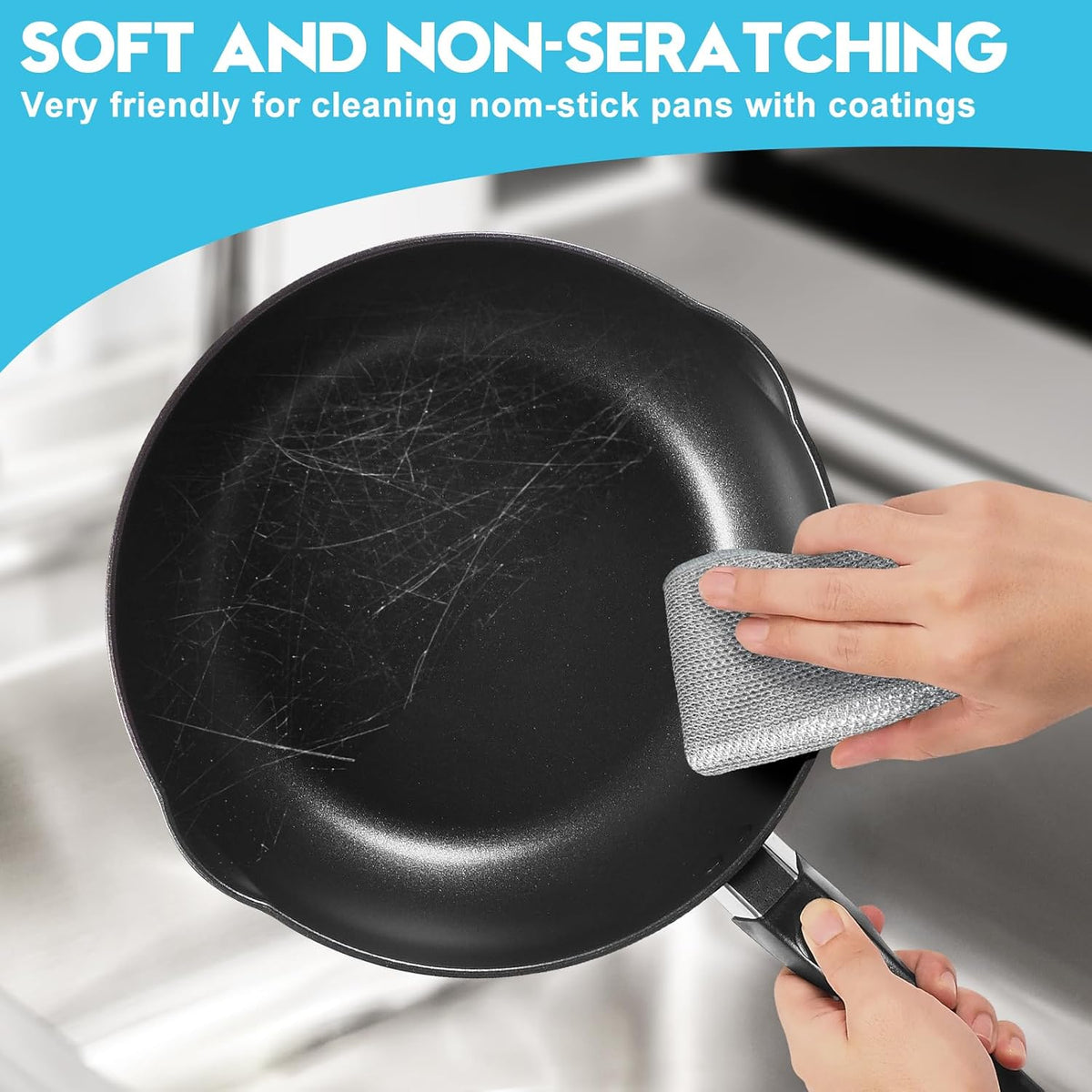 10 Pcs New Upgraded 3 Layers Non Scratch Wire Dishcloth, Multipurpose Wire Dishwashing Rags, Wet &