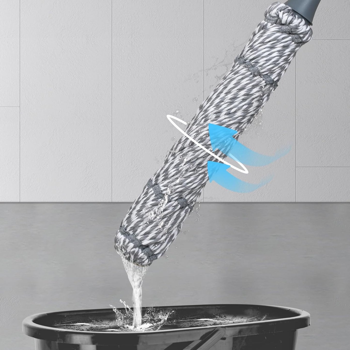 Self-Wringing Twist Mop for Floor Cleaning, Long Handled Microfiber Floor Mop with Top Scouring Pad