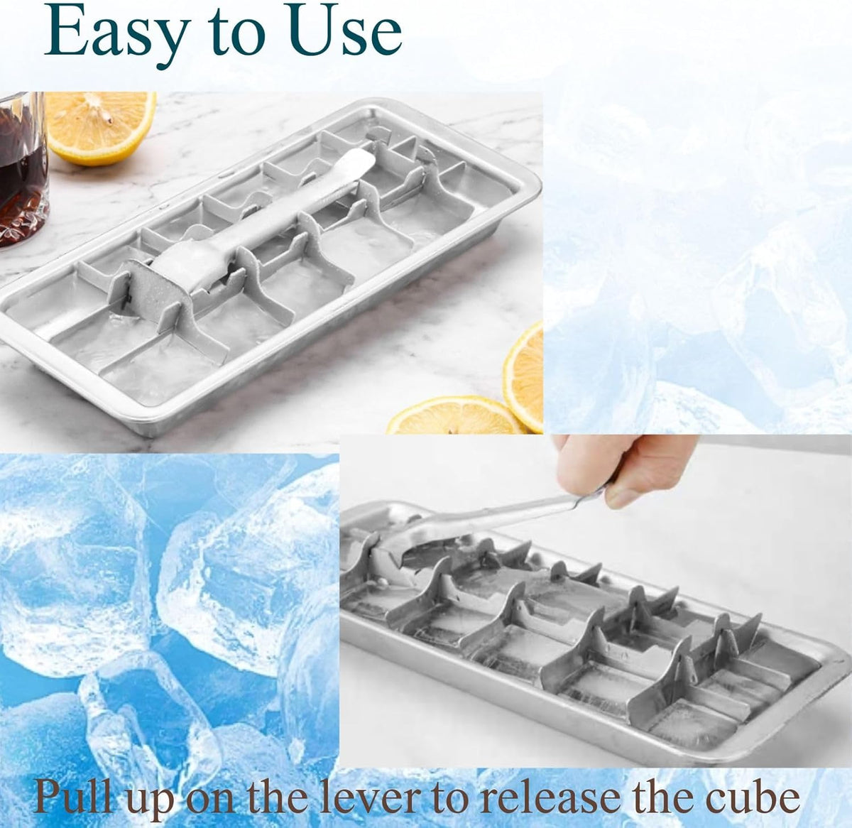 3 Pack Stainless Steel Ice Cube Trays, 18 Slot Ice Tray with Easy Release Handle Detachable Ice
