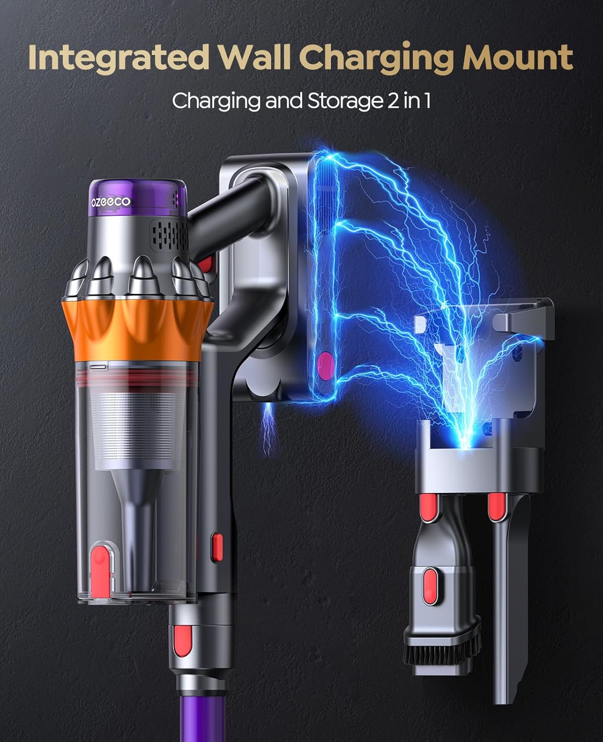 Cordless Vacuum Cleaner, 600W/50KPA/65Mins(ECO Mode) Vacuum Cleaners for Home, Self-Standing Stick