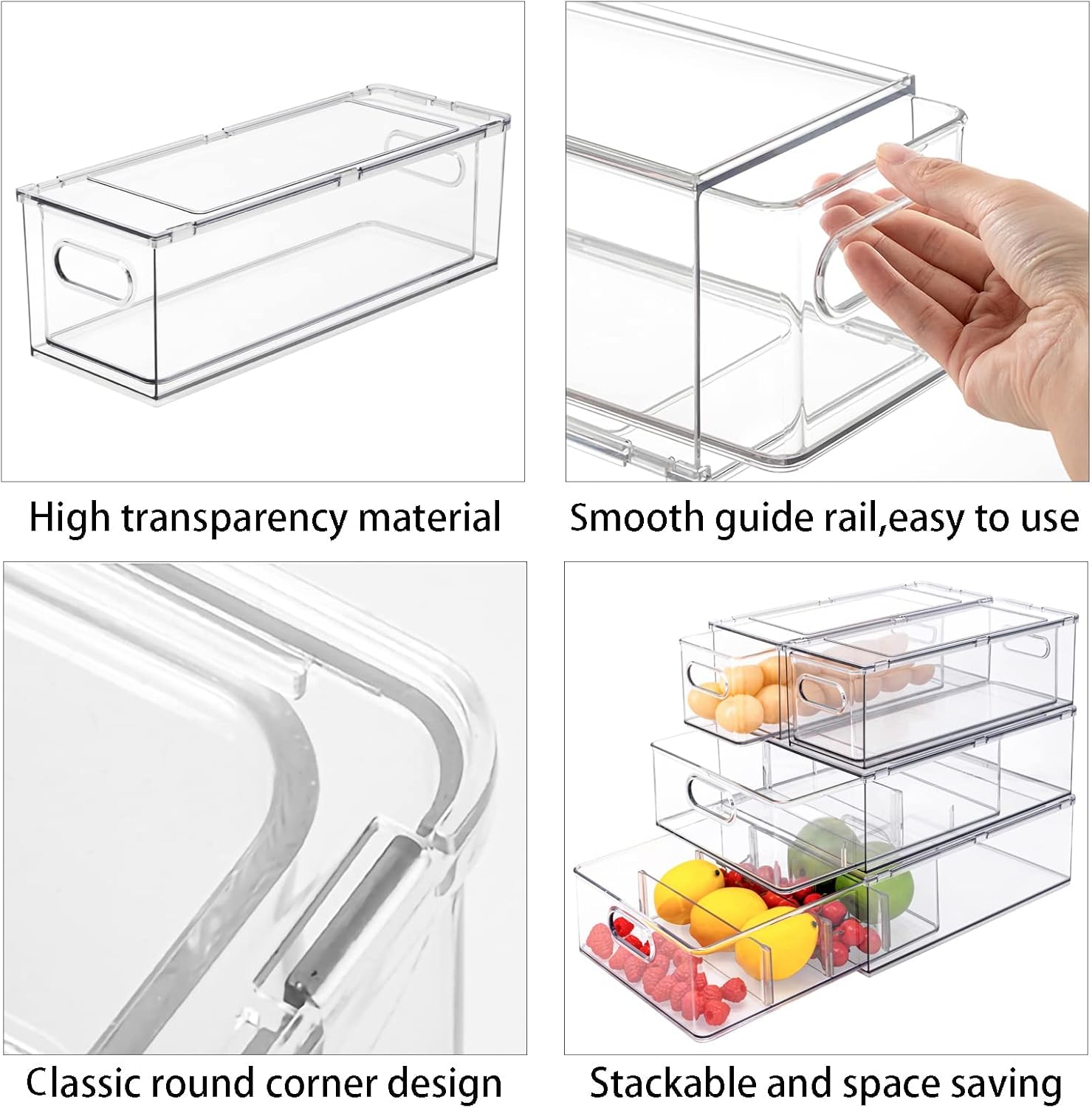 MineSign 9 Pack Stackable Refrigerator Organizer Bins Pull-Out Drawers for Fruit and Veggies