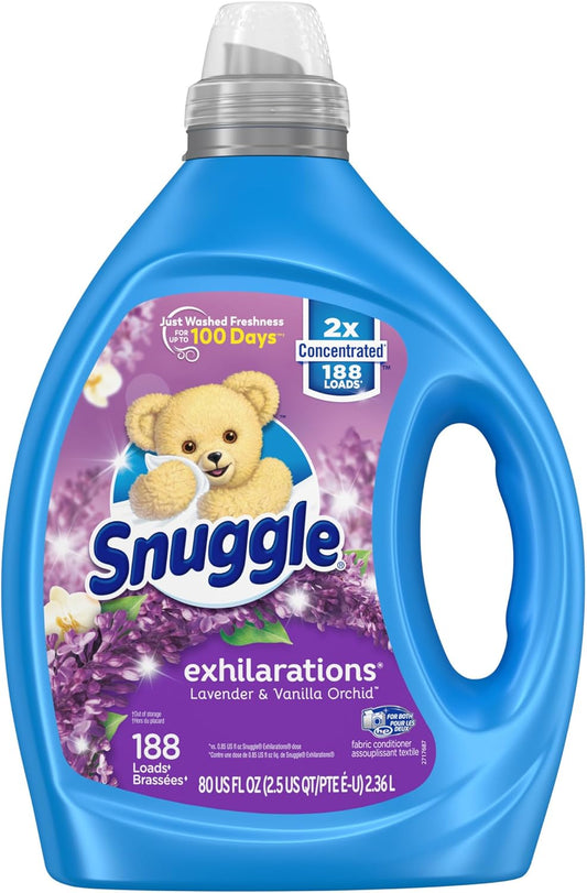 Snuggle Exhilarations Liquid Fabric Softener, Lavender and Vanilla Orchid, 2X Concentrated, 188