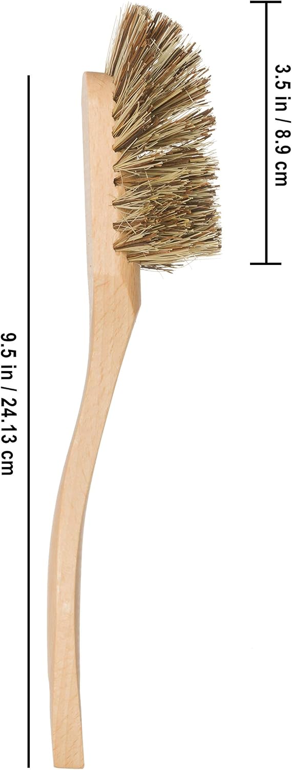 REDECKER Curved Dish Brush, Natural Union Plant Fiber Bristles, Ergonomic Design with Oiled