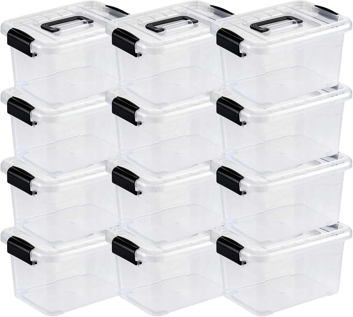 Nazhura Plastic Storage Bin, Stackable and Nestable Storage Boxes with White Lids and Secure