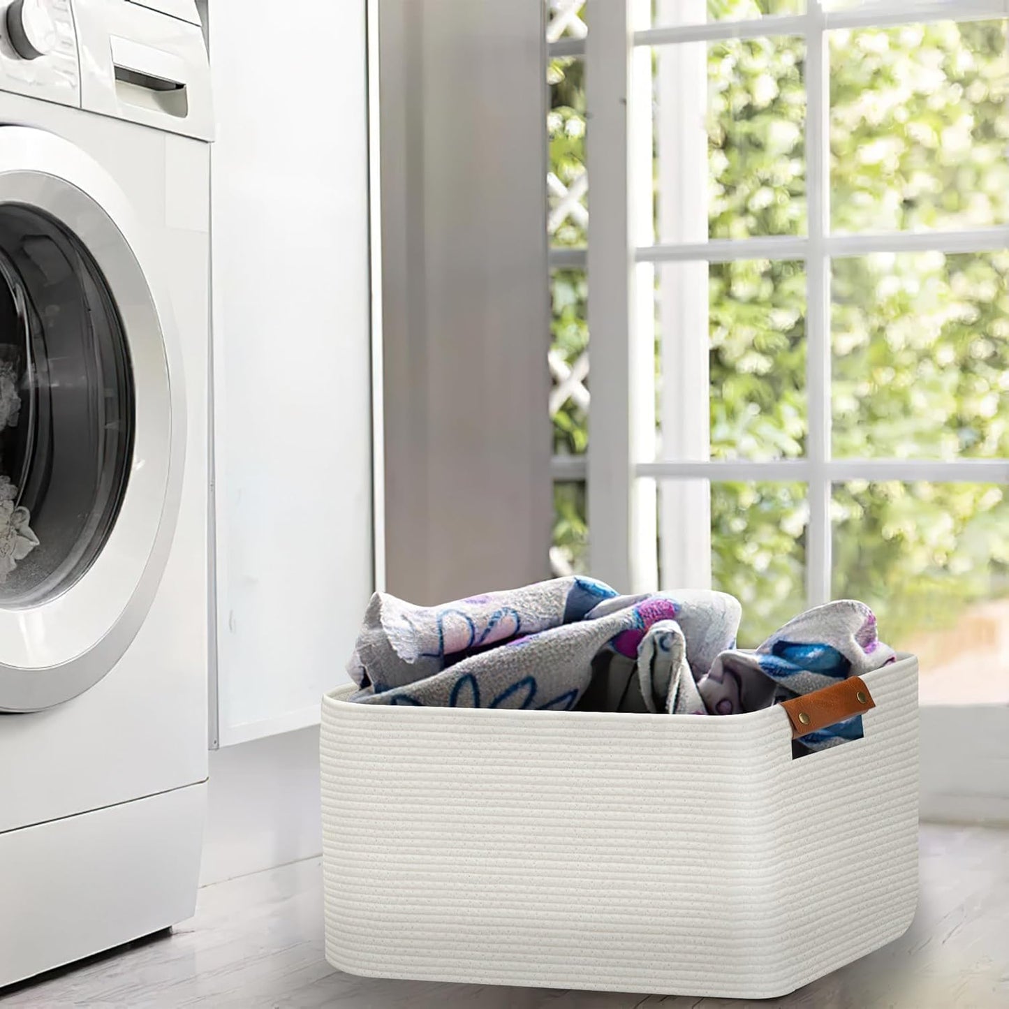 Large Collapsible Laundry Basket, Clothes Hamper for Blanket, Toy, Towels, Woven Baskets for