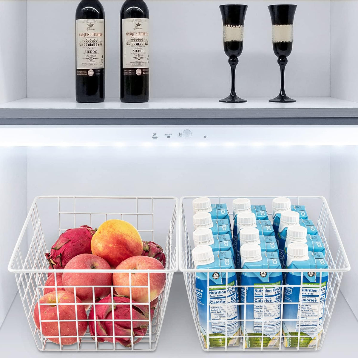 Freezer Organizer Bins, Upright Freezer Baskets for 16, 17, 21 cu.ft Standup Freezer, Wire Storage
