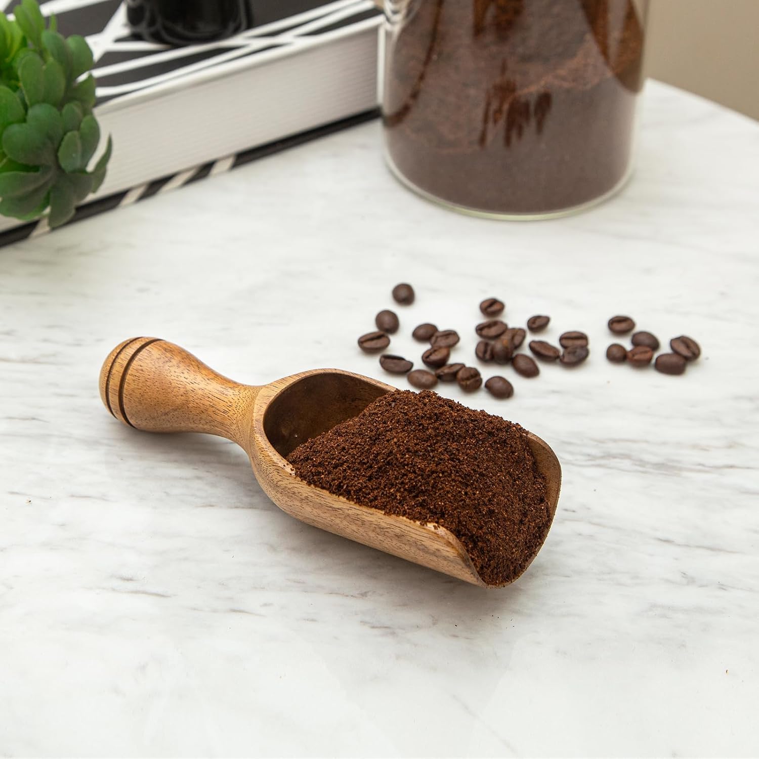 Wooden Scoops for Canisters 4PCS Wooden Scoop for Jars 4.9″Med-size Acacia Measuring Spoon for