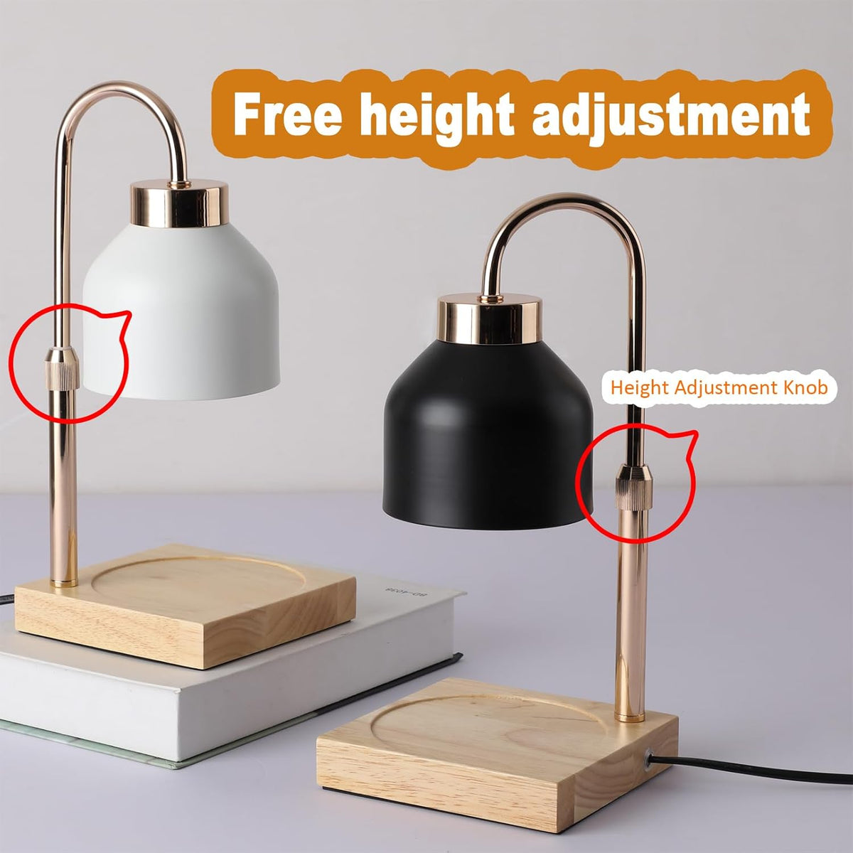Candle Warmer Lamp, Dimmer, 2/4/8H Timer, Adjustable Height Candle Warmer, Vintage Home Decor, Wax
