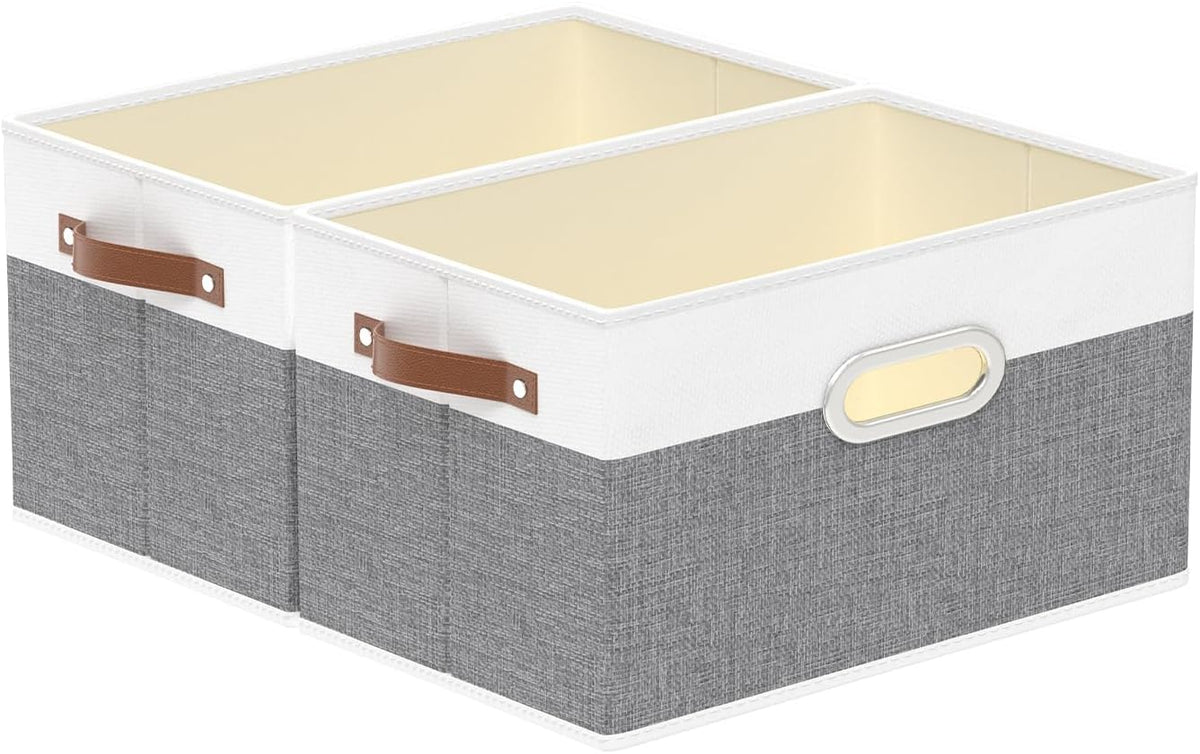 Yawinhe Fabric Storage Baskets, Foldable Closet Organizer for Shelves, Large Boxes with 3 Handles