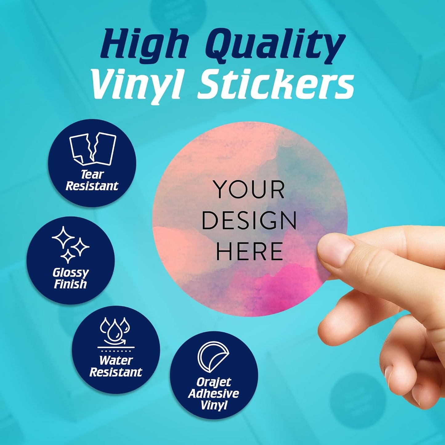 100 Custom Vinyl Stickers - Upload Your own Image, Text, Design, Logo - Personalized Logo Labels