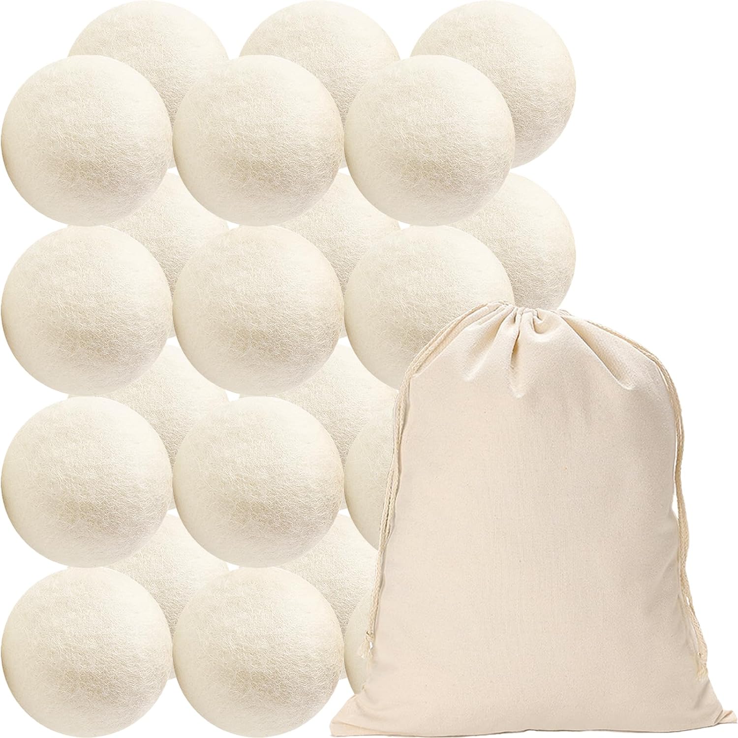 24 Pack Wool Dryer Balls XL Reusable Laundry Balls for Dryer Natural Fabric Softener Ball with 1