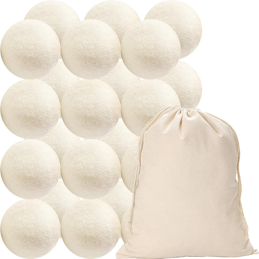 24 Pack Wool Dryer Balls XL Reusable Laundry Balls for Dryer Natural Fabric Softener Ball with 1