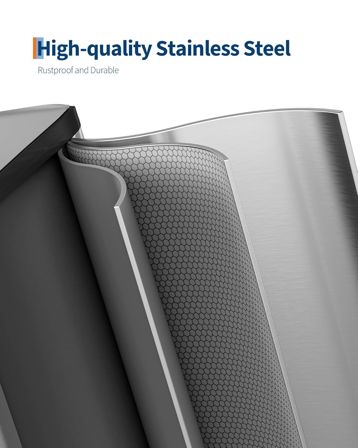 GarveeHome 2 x 10.6 Gallon Stainless Steel Double Trash Can with Lid for Kitchen, Large Dual Trash