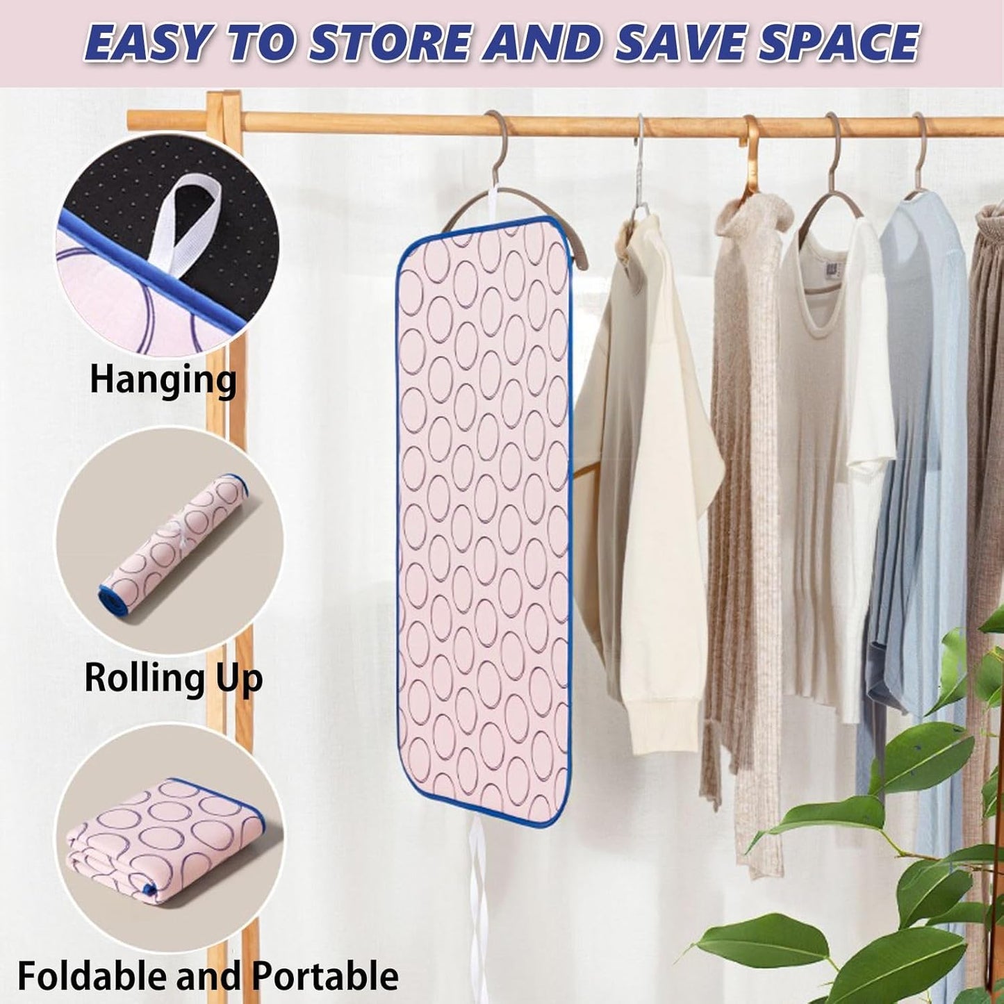 Portable Ironing Mat for Table Top Iron Pad for Countertop Thick Ironing Blanket Over The Door