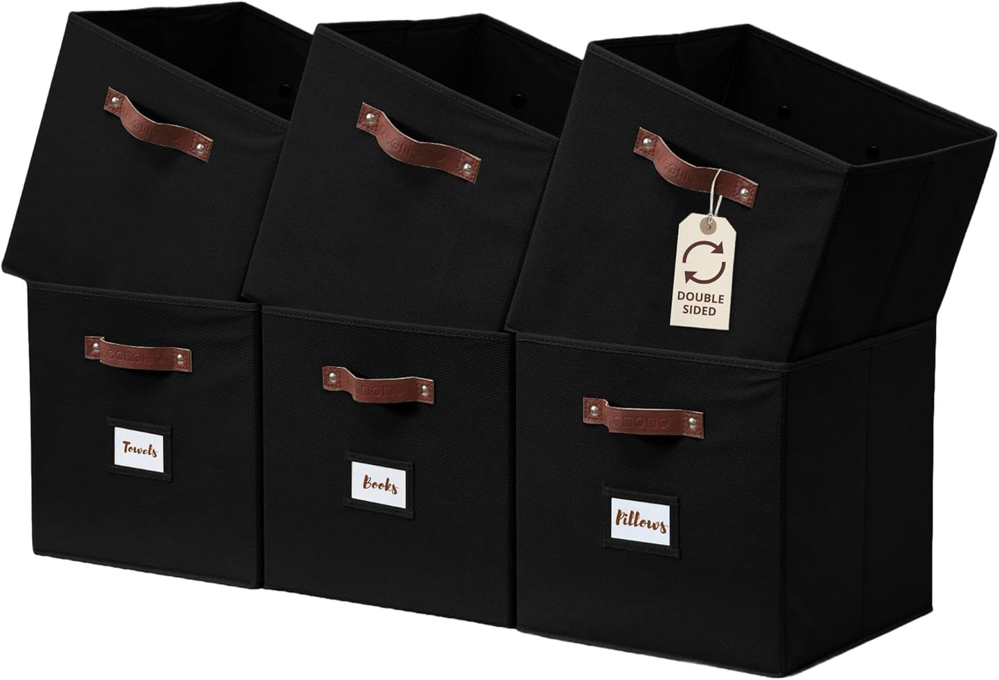 DECOMOMO Storage Cubes, 13x13x13 Storage Cube Bins with Labels, Fabric Organizer Bins (13" / 6pcs